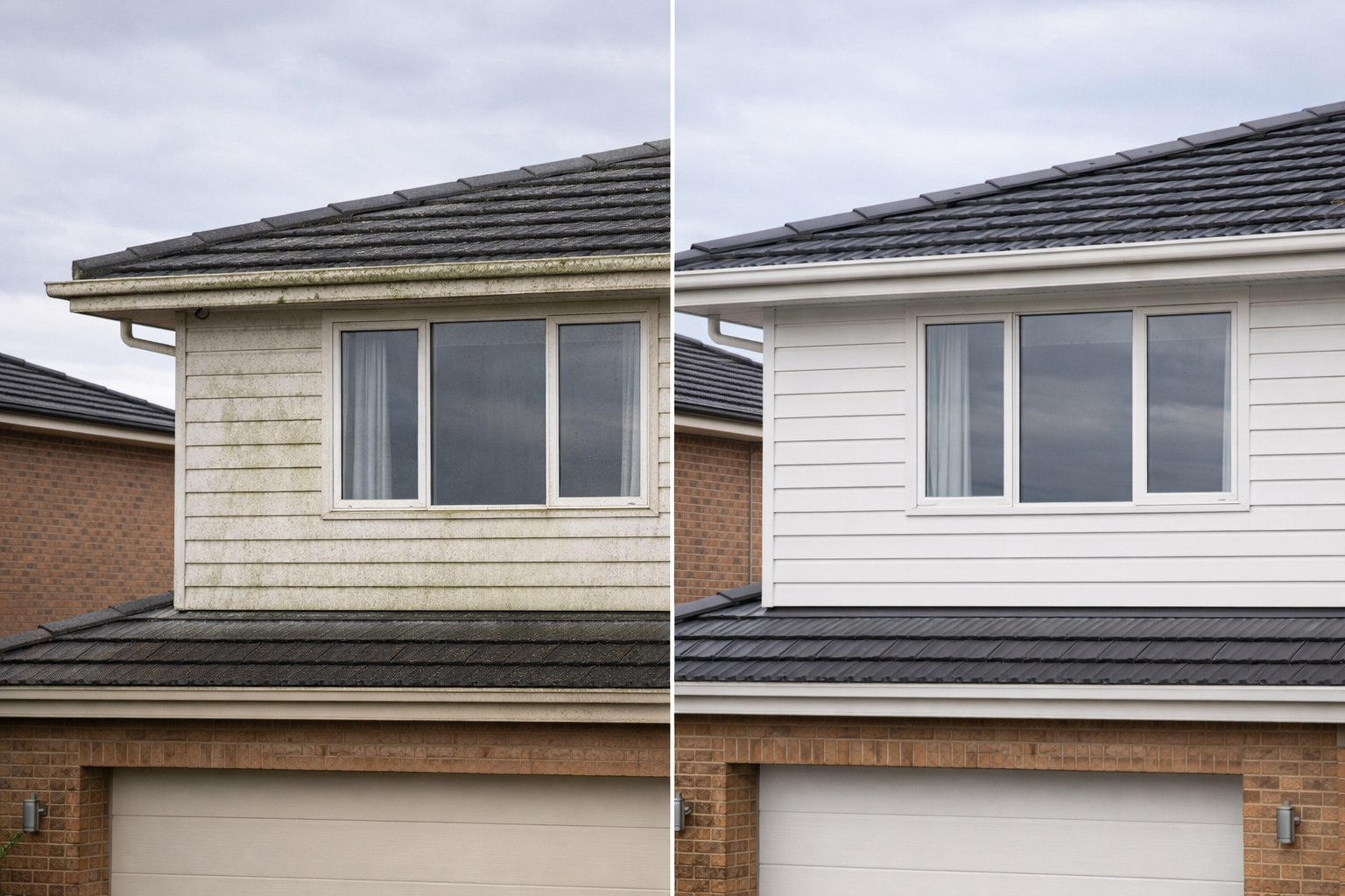Before and after exterior cleaning example